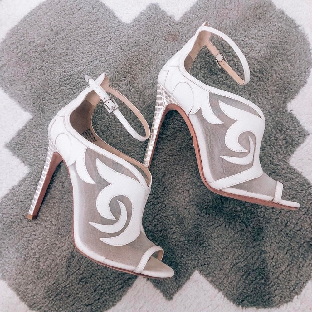 Brian Atwood Heels Ivory Mesh Design